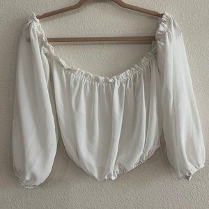 Pitaya Blueblush White Off-Shoulder Top | One Size